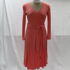 Talbots salmon/orange wrap dress size 6